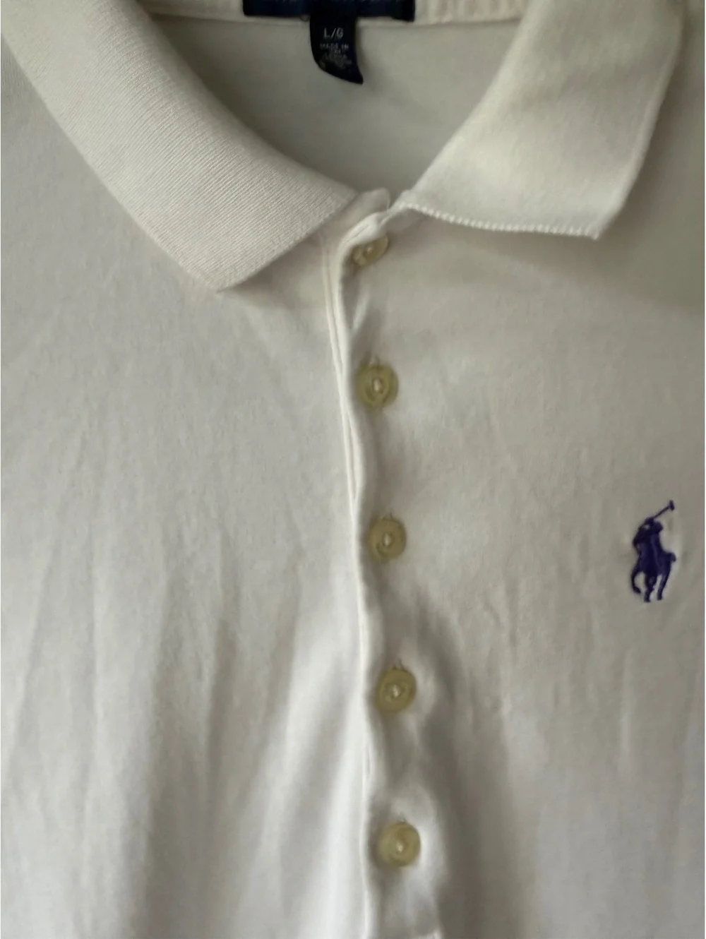 Ralph Lauren White Polo Shirt Dress with Navy Logo - Size Large